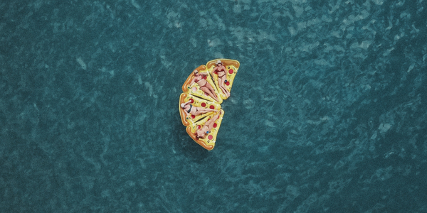 pizza raft in water